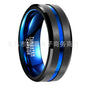 Men's Tungsten Steel Ring In Stock One-piece Delivery 8mm Wide Vacuum Electroplating Black Blue Two-color Tungsten Steel Ring Us Size