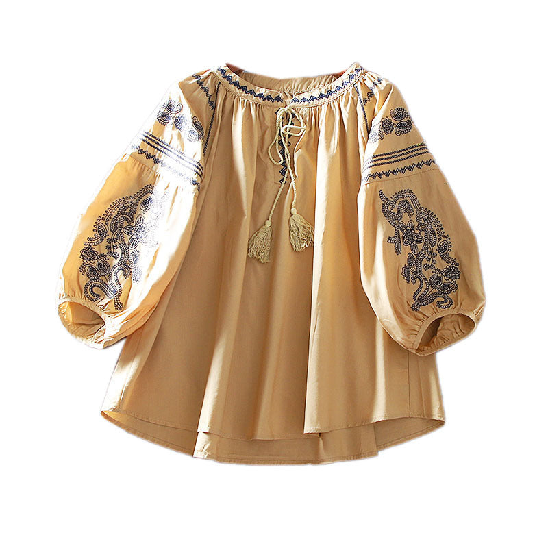 مجموعة اروين التجارية arwen&ajh group  Doll Shirt Fluffy Top Western  Lace Design Sense Niche Embroidered Shirt