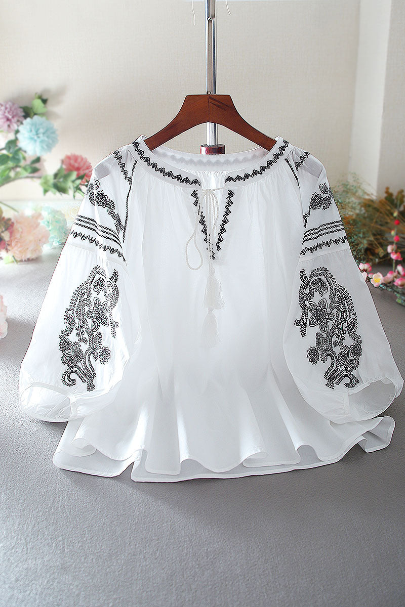 مجموعة اروين التجارية arwen&ajh group  Doll Shirt Fluffy Top Western  Lace Design Sense Niche Embroidered Shirt