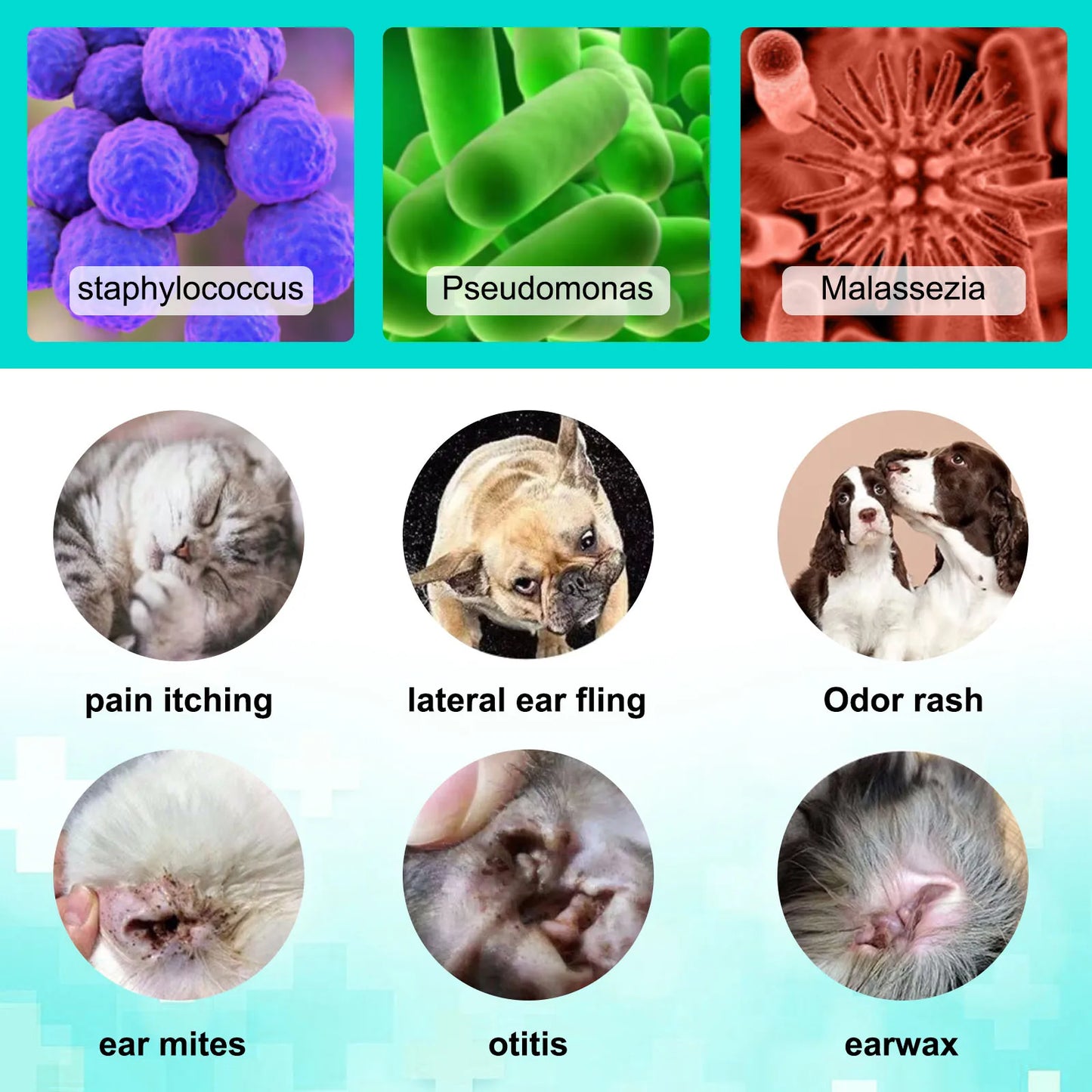 Aloe Ear Mite Treatment for Pets Medicine Kills Ticks Relieve Itchiness Soothes Ears with Aloe 2 Bottles Pack for Dogs and Cats