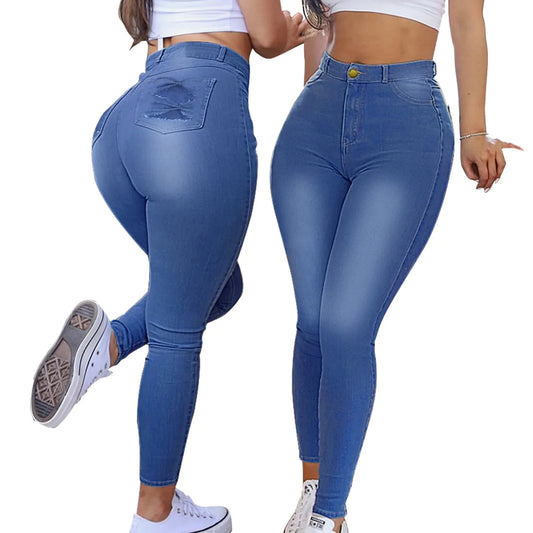 ARWEN & AJH GROUP مجموعه اروين  Hot Sale Women's Stretch Jeans Fashion Slim Denim Pencil Pants Casual Skinny Trousers Female Clothing S-2XL Drop Shipping