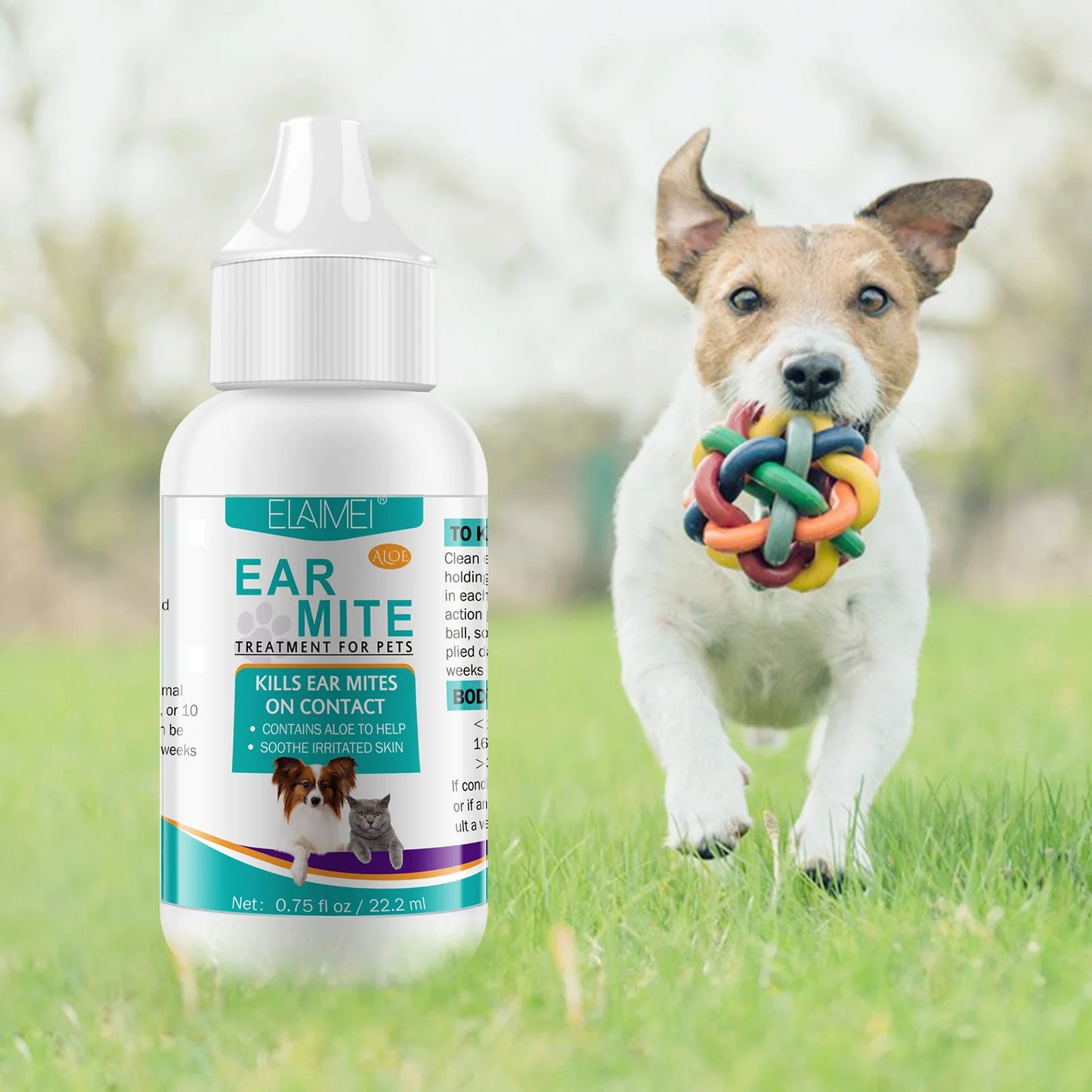 Aloe Ear Mite Treatment for Pets Medicine Kills Ticks Relieve Itchiness Soothes Ears with Aloe 2 Bottles Pack for Dogs and Cats