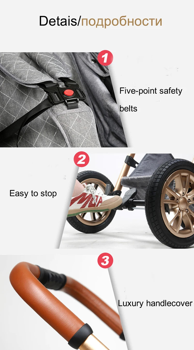 Fashion Baby Stroller 3 in 1 Baby Travel System Newborn Baby Cart Portable Pushchair Baby Cradel Infant Carrier Free Shipping