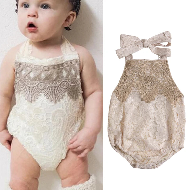 Lovely Baby Girl Rompers Summer Infant Sleeveless Backless Lace Jumpsuit Toddler Romper Baby Girls Clothes Newborn Sunsuit