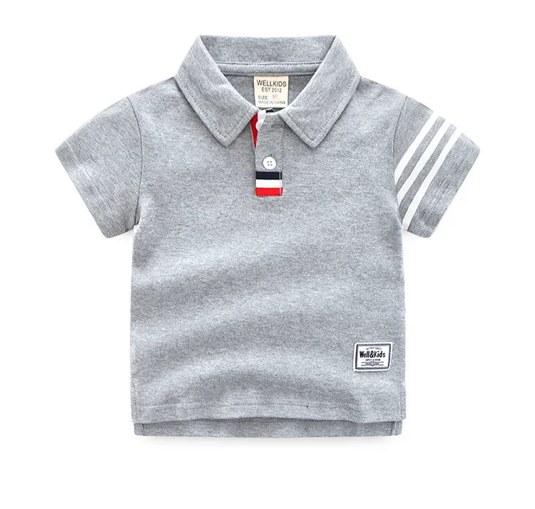 Summer Boys Active T-shirts Cotton Toddler Kids Polo Tops Tees Quality Children's Clothes