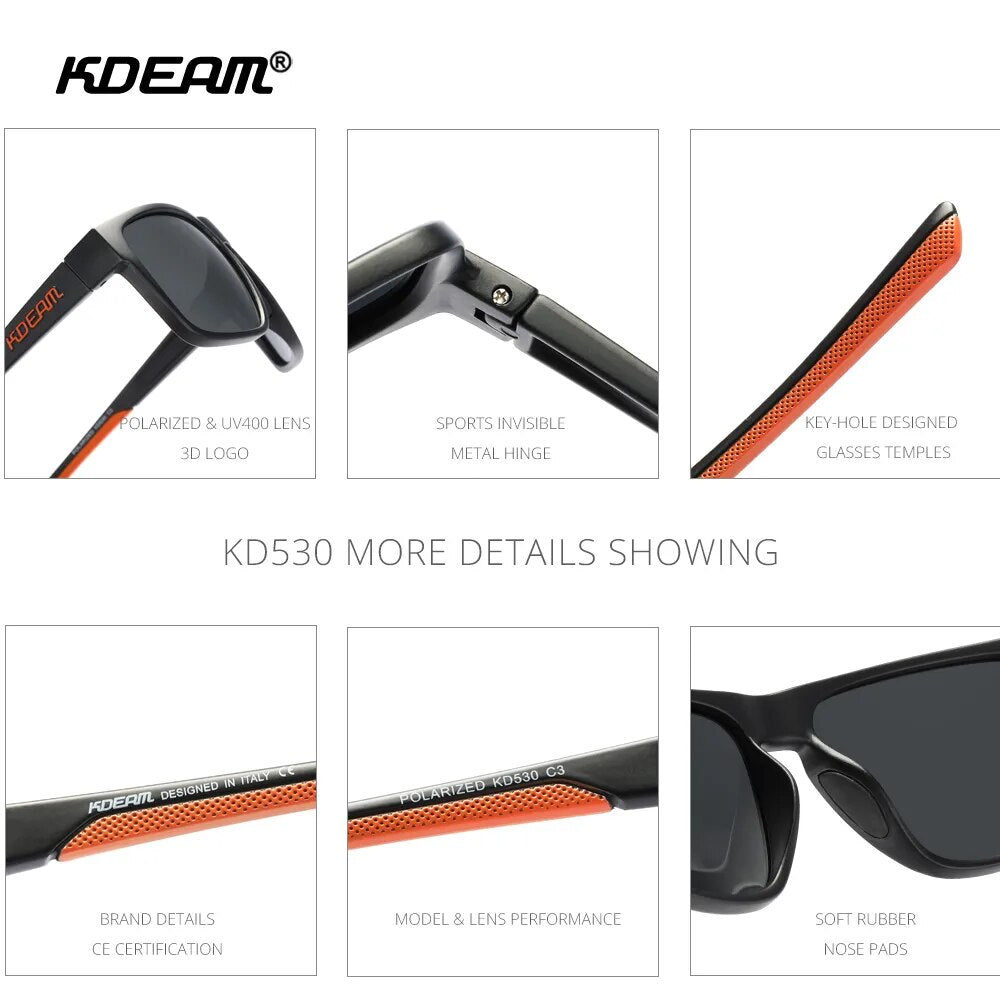 New Polarized Men's Sunglasses Square Outdoor Photochromic Sun Glasses Women Non-Slip Nose Pad Full Accessories Included