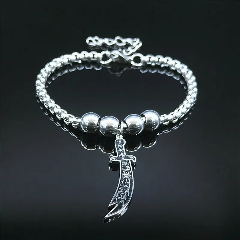 Arabic Imam Ali Zulfiqar Sword Necklace Chain for Men Stainless Steel Muslim Islam Knife Islamic Accessories Jewelry N558S01