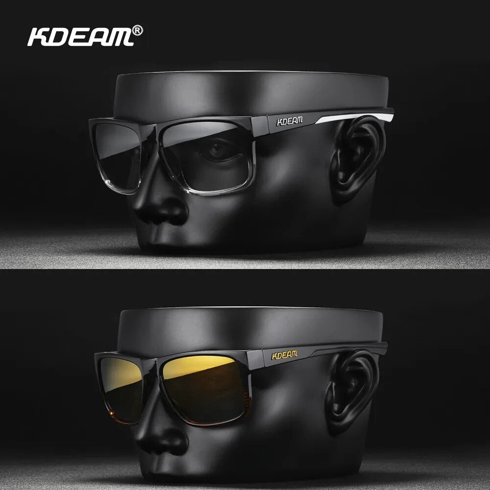 New Polarized Men's Sunglasses Square Outdoor Photochromic Sun Glasses Women Non-Slip Nose Pad Full Accessories Included