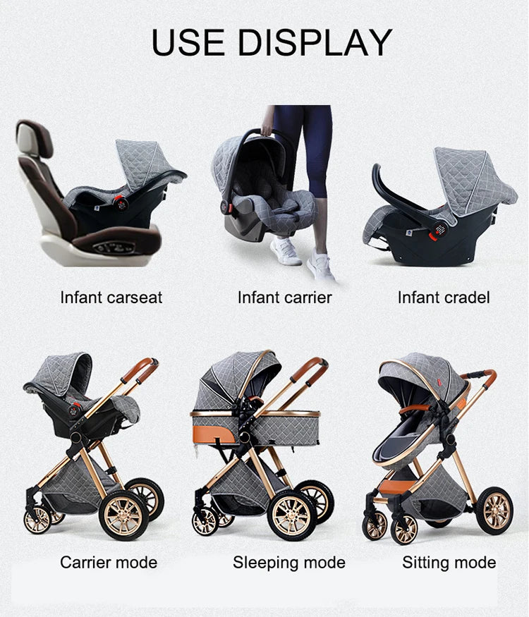 Fashion Baby Stroller 3 in 1 Baby Travel System Newborn Baby Cart Portable Pushchair Baby Cradel Infant Carrier Free Shipping