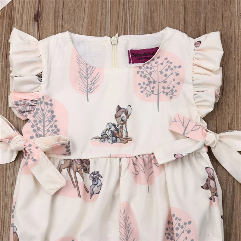 0-24M Summer Clothing Baby Girl Deer Flower Cotton Soft Romper Girls Jumpsuit Fashion Infant Clothes