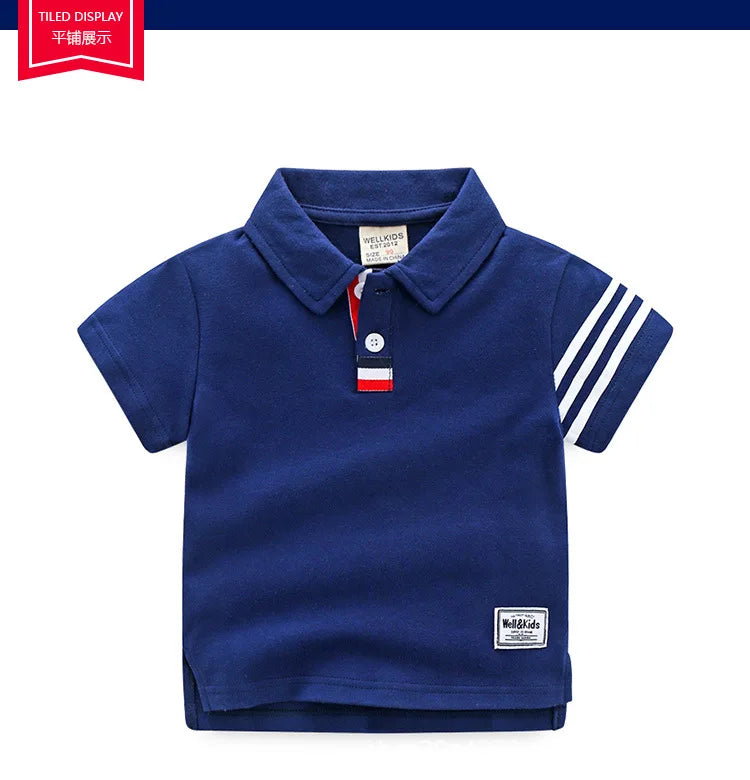 Summer Boys Active T-shirts Cotton Toddler Kids Polo Tops Tees Quality Children's Clothes