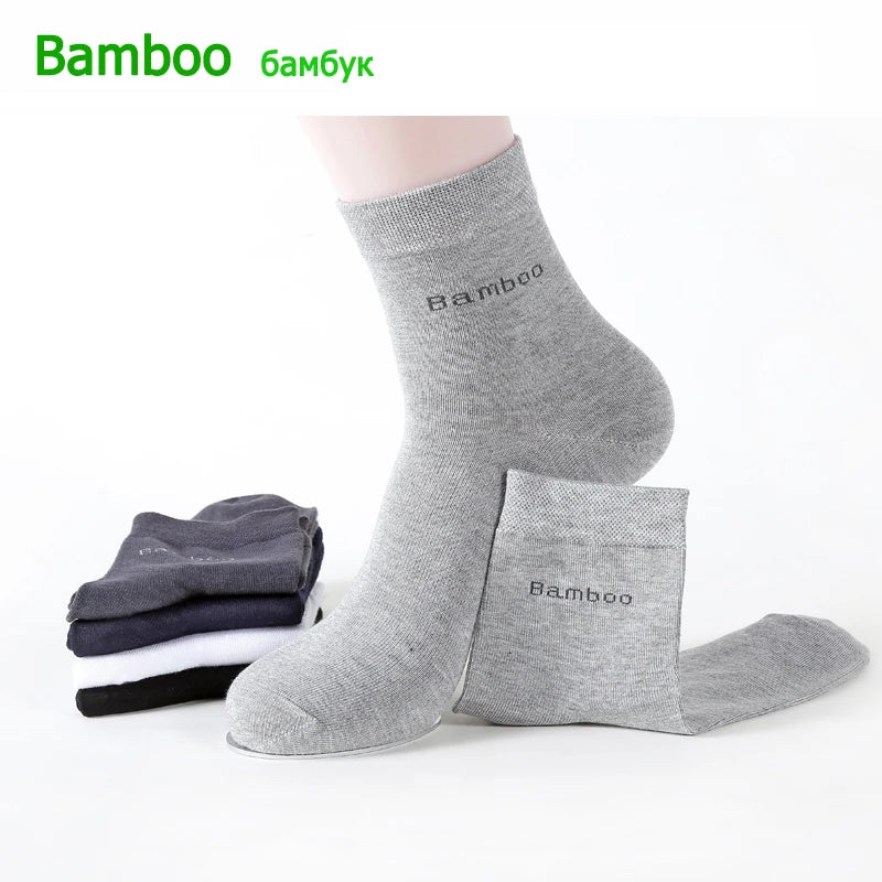 مجموعة اروين التجارية ARWEN&AJH GROUP  2024 European 10 Pairs / Lot Bamboo Fiber Socks Men Casual Business Anti-Bacterial Breatheable Men's Crew Socks High Quality Guarantee Sock