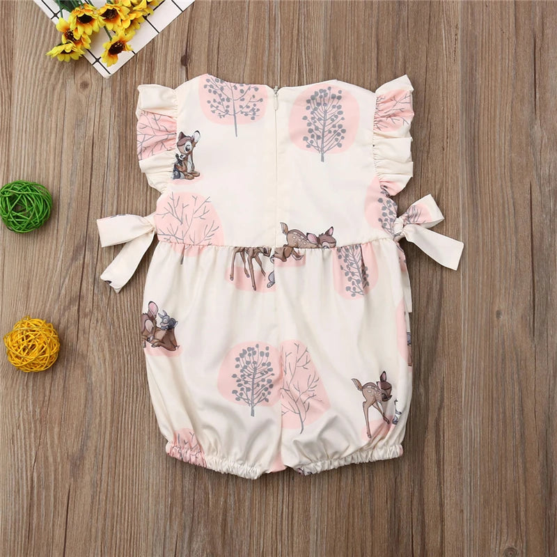 0-24M Summer Clothing Baby Girl Deer Flower Cotton Soft Romper Girls Jumpsuit Fashion Infant Clothes