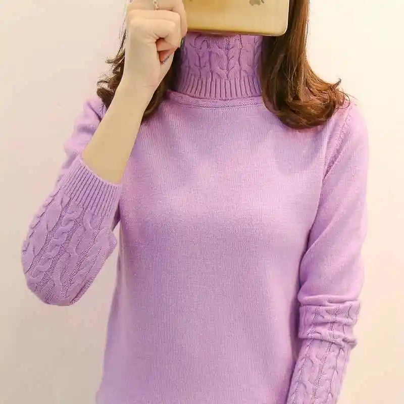 مجموعة أروين ARWEN&AJH GROUP Women Sweater Turtleneck Pullovers Autumn Winter Sweaters New  Long Sleeves Thick Warm Female Sweater Khaki