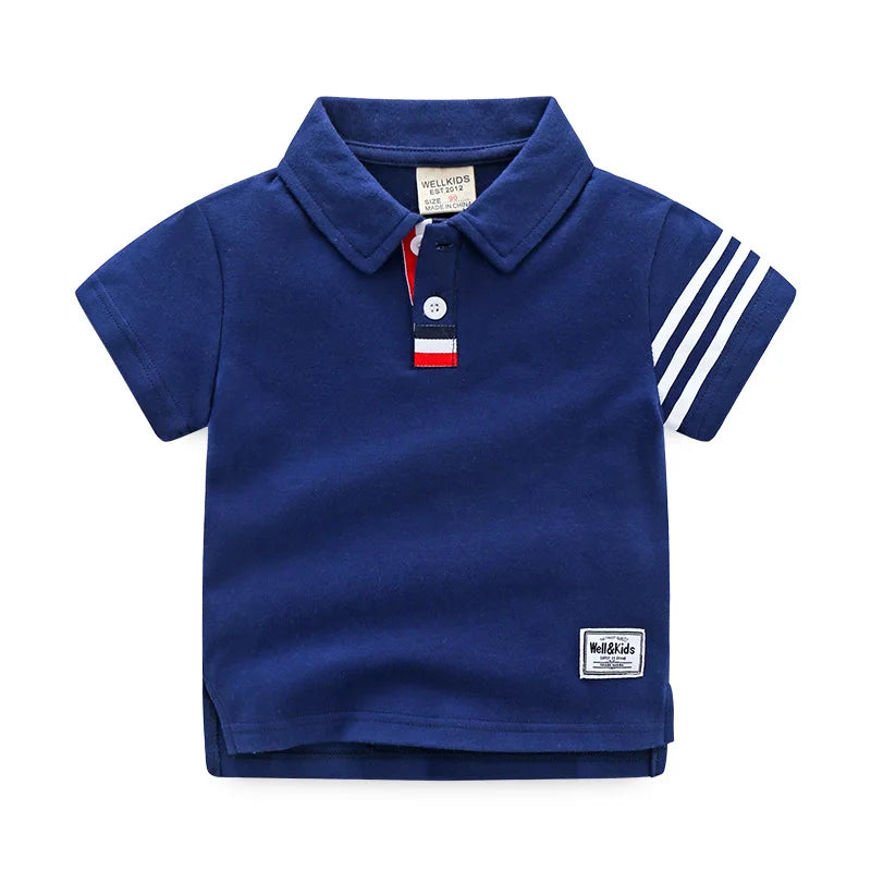 Summer Boys Active T-shirts Cotton Toddler Kids Polo Tops Tees Quality Children's Clothes