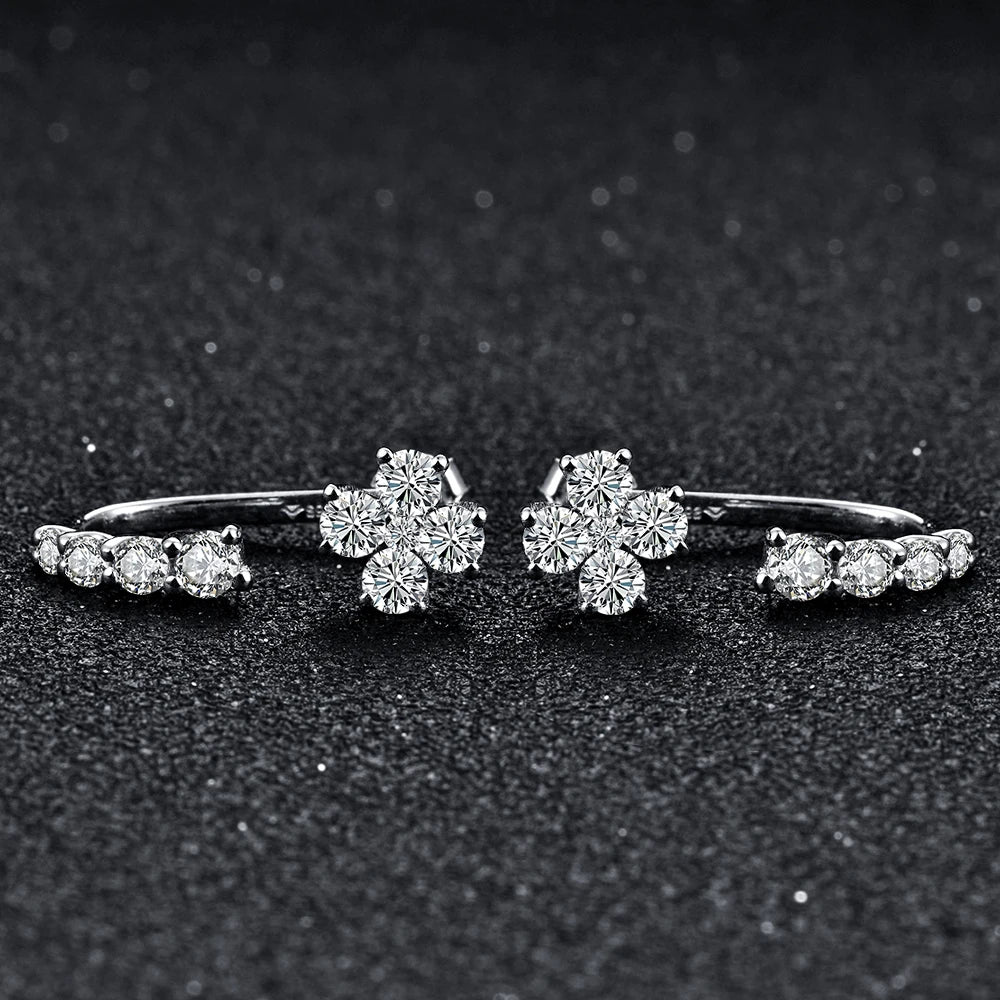 ARWEN & AJH GROUP 925 Sterling Silver Earrings Moissanite Diamond Earrings Passed Diamond Test Perfect Cut Women Engagement Luxury Jewelry Gift