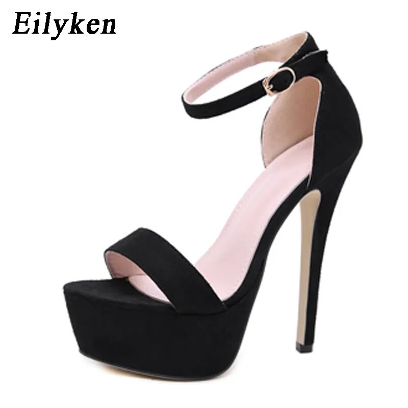 Gladiator Buckle Strap Women Sandals Thin High Heels Club Party Pumps Classics Black Pole Dancing Shoes Size 35-42