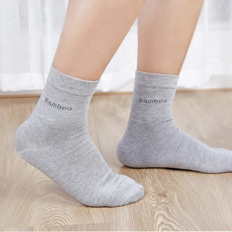 مجموعة اروين التجارية ARWEN&AJH GROUP  2024 European 10 Pairs / Lot Bamboo Fiber Socks Men Casual Business Anti-Bacterial Breatheable Men's Crew Socks High Quality Guarantee Sock