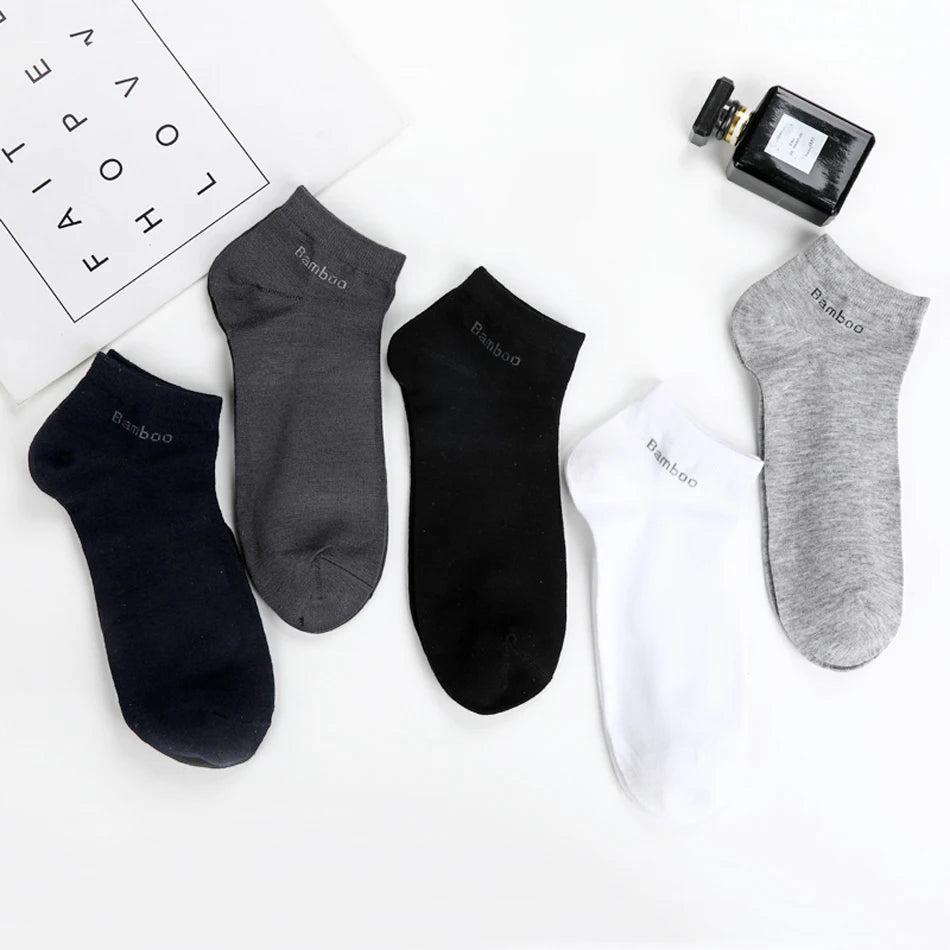 مجموعة اروين التجارية ARWEN&AJH GROUP  2024 European 10 Pairs / Pack Men's Bamboo Fiber Socks Short High Quality New Casual Breatheable Anti-Bacterial Man Ankle Socks Men