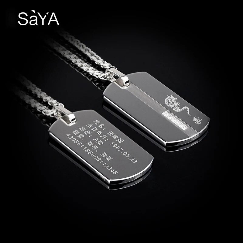 Men Pendants  Necklace for Male,Classic Tungsten Inlay CZ Stones with Titanium Steel Cuban Chain, Free Shipping, Engraving