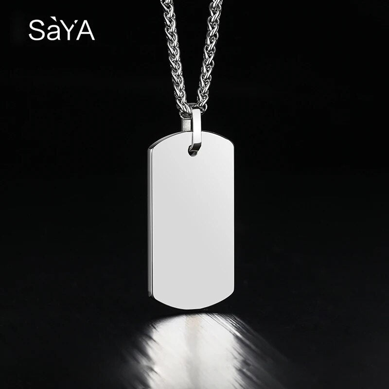 Men Pendants  Necklace for Male,Classic Tungsten Inlay CZ Stones with Titanium Steel Cuban Chain, Free Shipping, Engraving