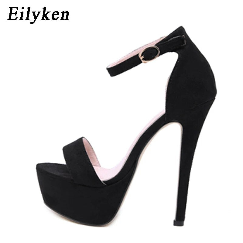 Gladiator Buckle Strap Women Sandals Thin High Heels Club Party Pumps Classics Black Pole Dancing Shoes Size 35-42