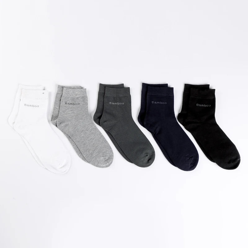 مجموعة اروين التجارية ARWEN&AJH GROUP  2024 European 10 Pairs / Lot Bamboo Fiber Socks Men Casual Business Anti-Bacterial Breatheable Men's Crew Socks High Quality Guarantee Sock