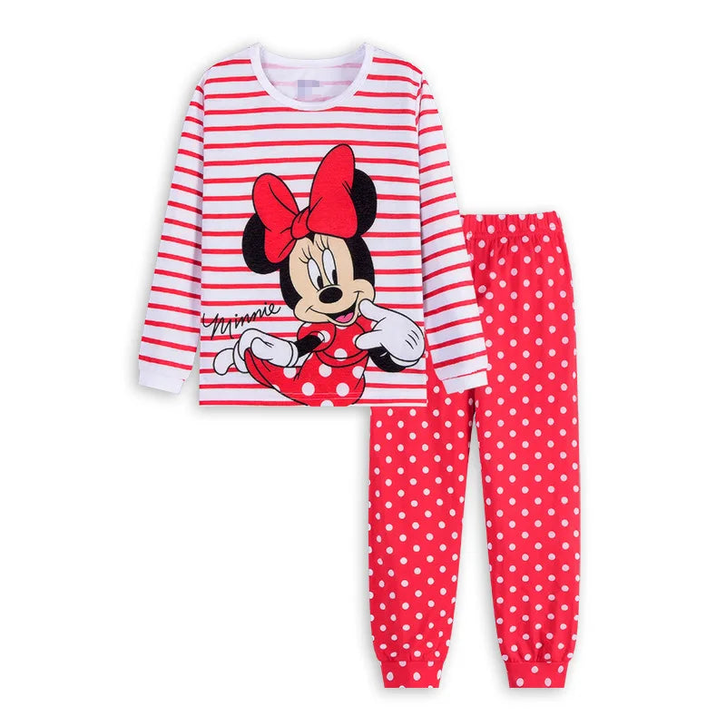 1-7y 2pcs New Kids Minnie Mouse Pajamas Sets Baby Girls and Boys Clothes Pijamas Anna Elsa Cartoon Long Sleeve T-shirt+Pants Set