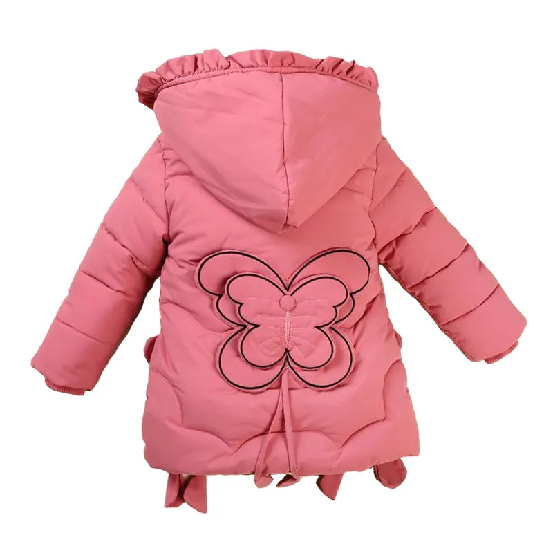 3-12Y toddler Girls Long Jacket Outwear Children Cotton-padded Jacket Girl Winter down Clothes Warm Coat Fur  Snowsuit Kids