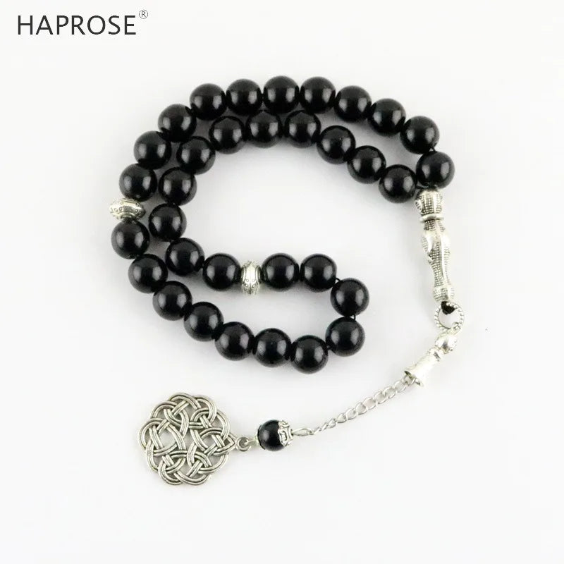 Man's Black agates Tasbih New style Black stone Muslim prayer beads 33 66 99 Misbaha beads Rosary Islamic Tasbeeh gift