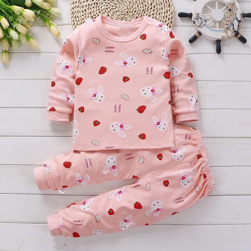 0-4 Age Kids Wear Autumn Baby Long Sleeve Suits Girl Clothes 2021 Print Cartoon Baby Boys Outfits Autumn Winter Baby Pajamas Set