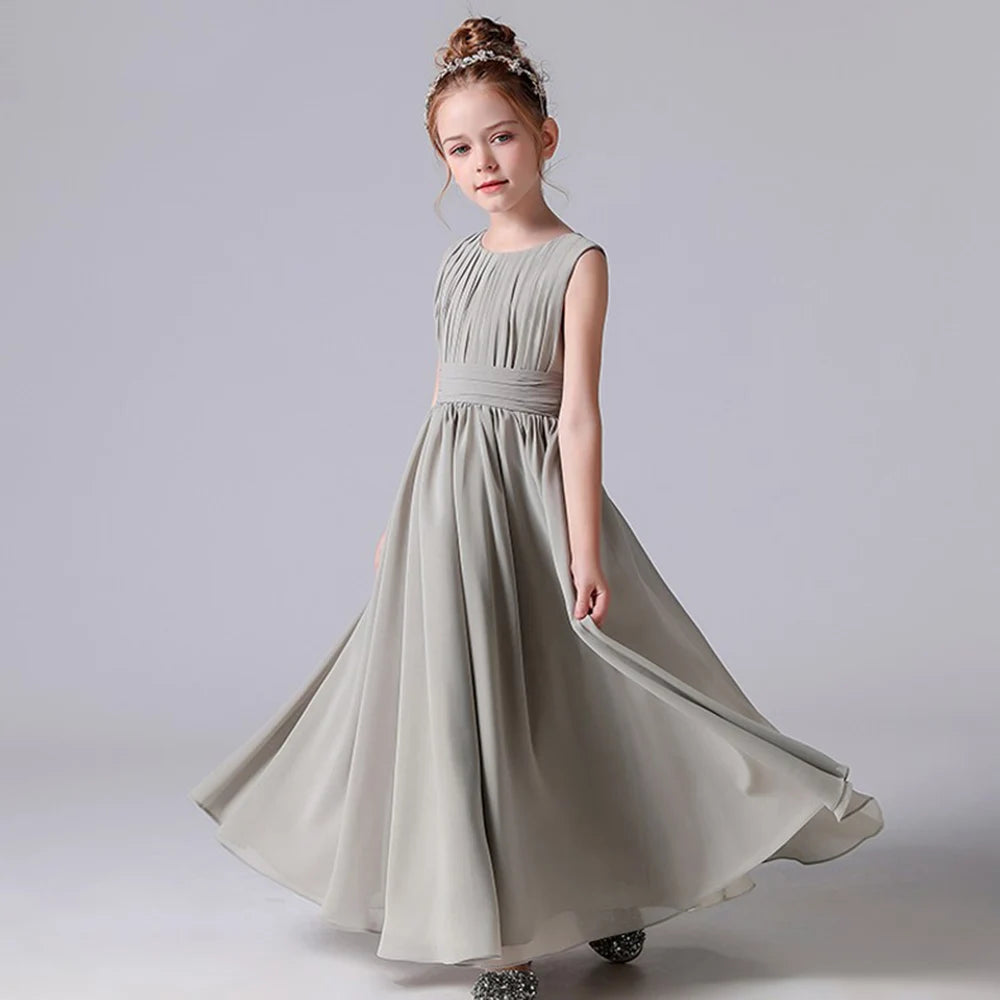 ARWEN & AJH GROUP Chiffon Pleated Flower Girl Dresses Sashes Kids Weddings Birthday Party Pageant Gowns Junior Bridesmaid Dress