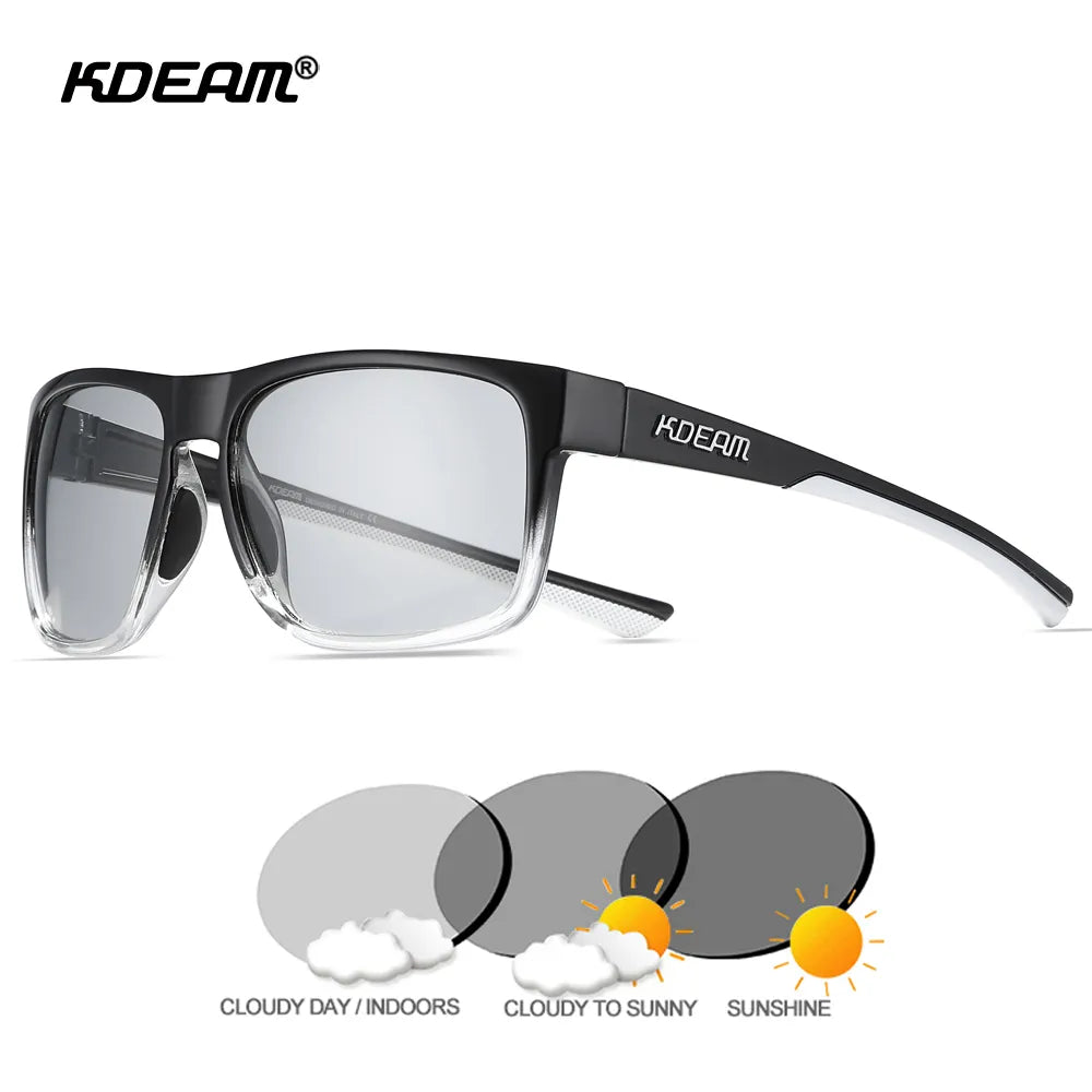 New Polarized Men's Sunglasses Square Outdoor Photochromic Sun Glasses Women Non-Slip Nose Pad Full Accessories Included