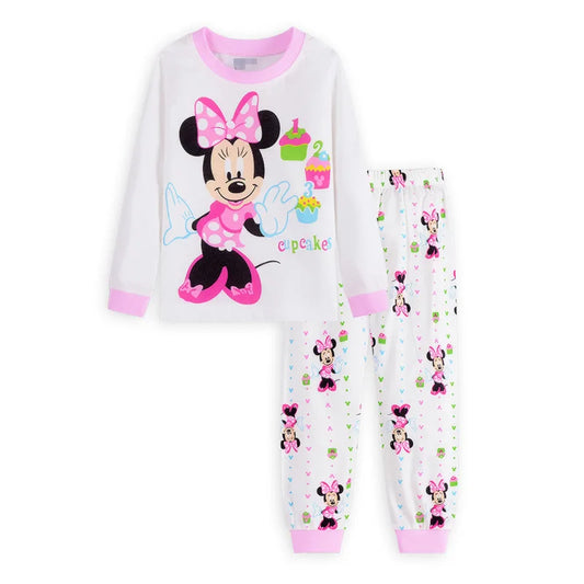 1-7y 2pcs New Kids Minnie Mouse Pajamas Sets Baby Girls and Boys Clothes Pijamas Anna Elsa Cartoon Long Sleeve T-shirt+Pants Set