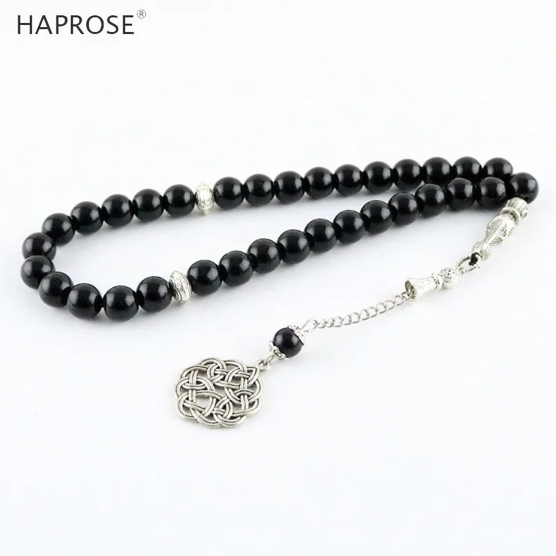 Man's Black agates Tasbih New style Black stone Muslim prayer beads 33 66 99 Misbaha beads Rosary Islamic Tasbeeh gift