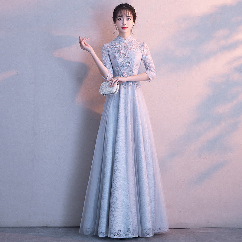 arwen&ajh مجموعة أروين التجارية 2024 Elegant Evening Dress For Hostess Elegant Chinese Style Banquet Annual Meeting Long Slim-fit Slim-fit Evening Dress