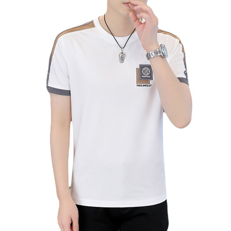 مجموعة أروين ARWEN& AJH GROUP 2024 New Cross-border Foreign Trade Delivery Men's Summer Casual T-shirt Men's Youth Fashion Round Neck Short Sleeve Top