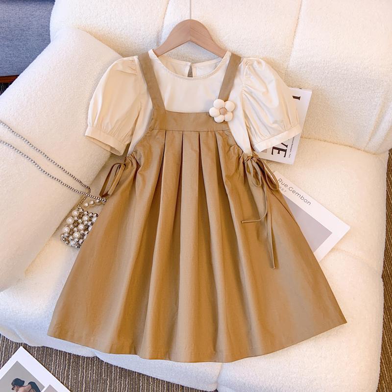 مجموعة اروين arwen&ajh group Girl's Skirt Summer 2024 New Children's Two-Piece Stylish Strapdress Suit Summer Little Girl's Dress