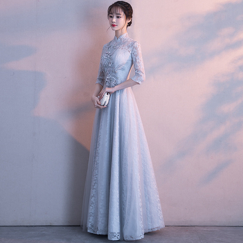 arwen&ajh مجموعة أروين التجارية 2024 Elegant Evening Dress For Hostess Elegant Chinese Style Banquet Annual Meeting Long Slim-fit Slim-fit Evening Dress