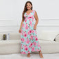 ARWEN&AJH GROUP مجموعة أروين 2024 Cross-border US Hot Selling 2024 New Elegant Western Style Plus Size Dress Sleeveless Chubby Girl Long Dress