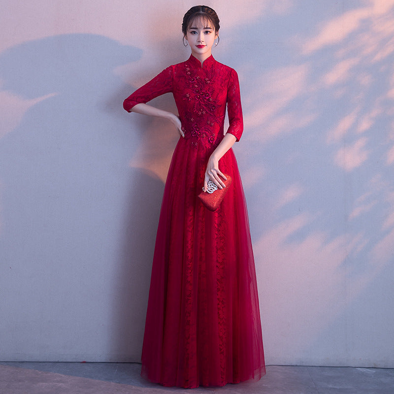 arwen&ajh مجموعة أروين التجارية 2024 Elegant Evening Dress For Hostess Elegant Chinese Style Banquet Annual Meeting Long Slim-fit Slim-fit Evening Dress