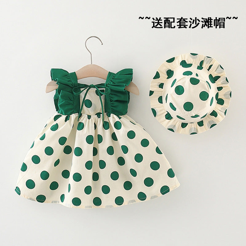 مجموعة اروين arwen&ajh group Girls' Dress 2024 Summer New Korean Style Floral Summer Dress Baby Styline Cotton Dress For Hat