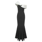 arwen&ajh مجموعة أروين التجارية Fall 2024 Black And White Twisted Fishtail Dress European And American Dress Split Sexy Evening Dress Black Women's Dress