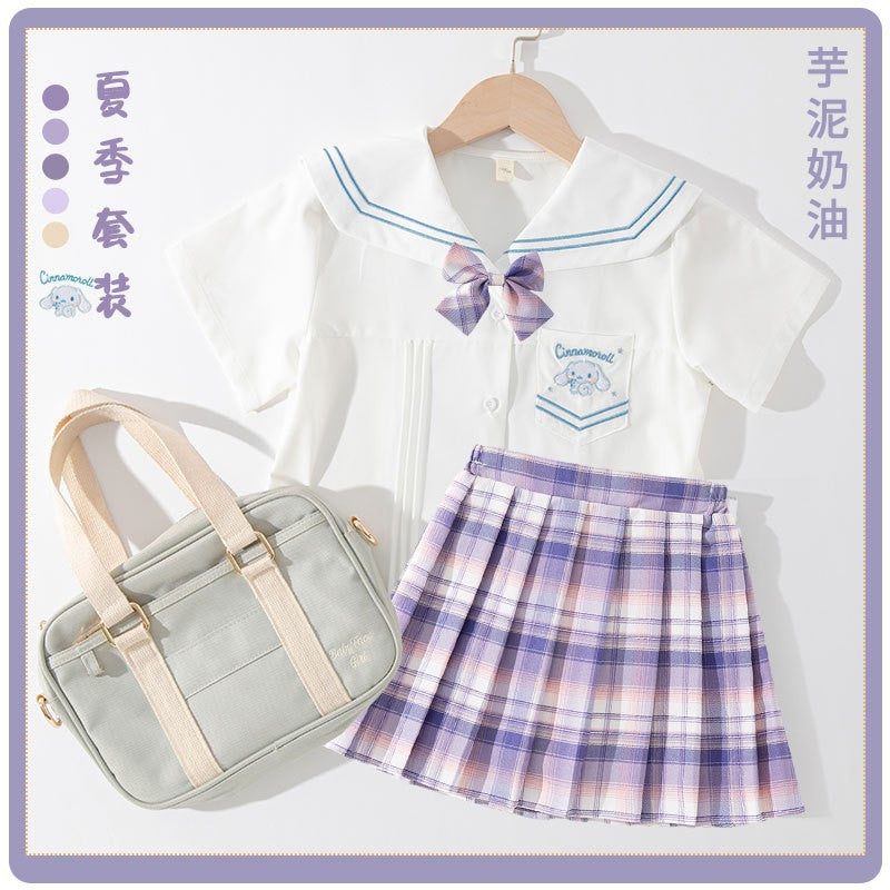 مجموعة اروين arwen&ajh group Girls Summer Pleated Skirt Set Summer Primary School Girls Dress Jk Uniform Skirt Children College Style Skirt