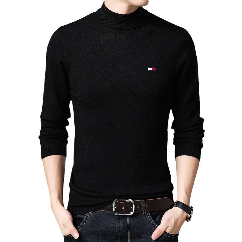 مجموعة أروين ARWEN& AJH GROUP 2024 New  American Genuine Goods Tommy Tommy Half Turtleneck Sweater Men's Knitted Men's Casual Autumn And Winter New Thickened Sweater Men