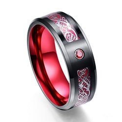 Tungsten Steel Ring With Black Dragon Blue Red And Green Carbon Fiber Men's Tungsten Steel Ring Spot A Generation Of Hair