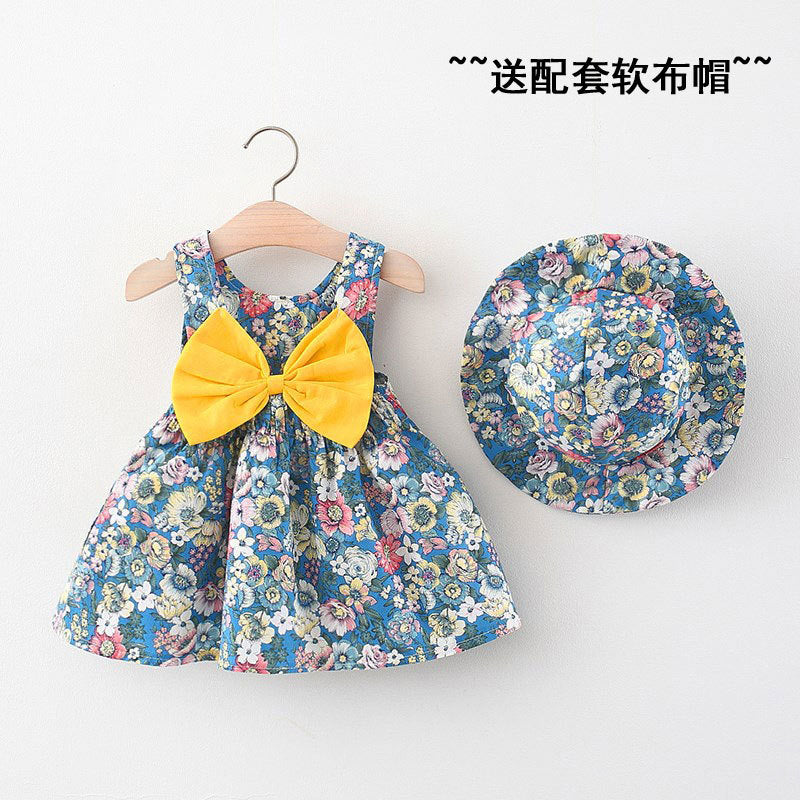 مجموعة اروين arwen&ajh group Girls' Dress 2024 Summer New Korean Style Floral Summer Dress Baby Styline Cotton Dress For Hat