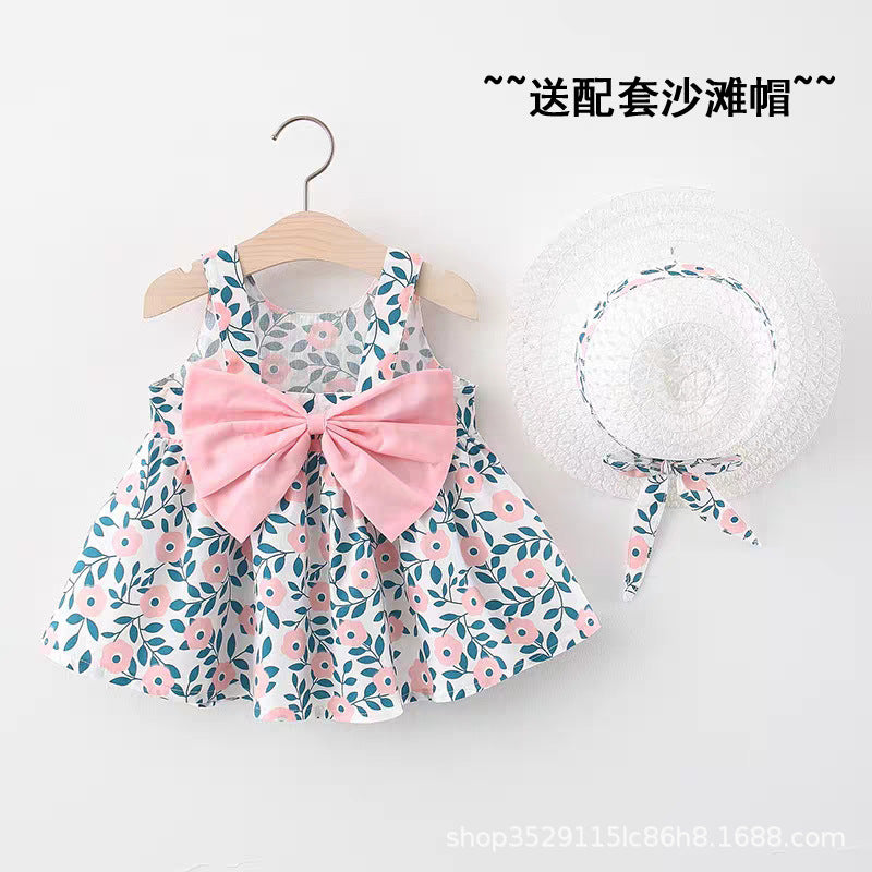 مجموعة اروين arwen&ajh group Girls' Dress 2024 Summer New Korean Style Floral Summer Dress Baby Styline Cotton Dress For Hat