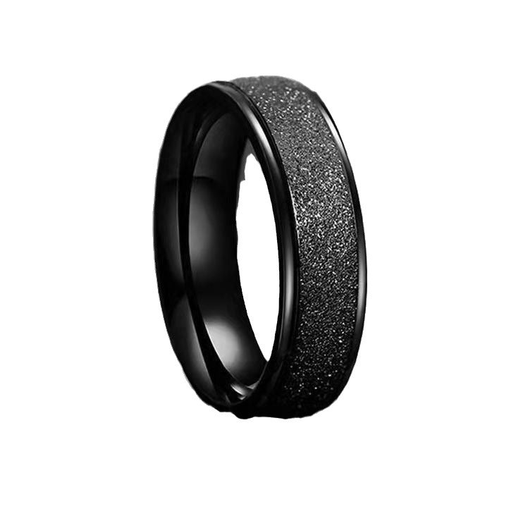 Cross-border Hot Frosted Ring Men's Titanium Steel Non-fading Index Ring Black Single Social All-match Student Bracelet