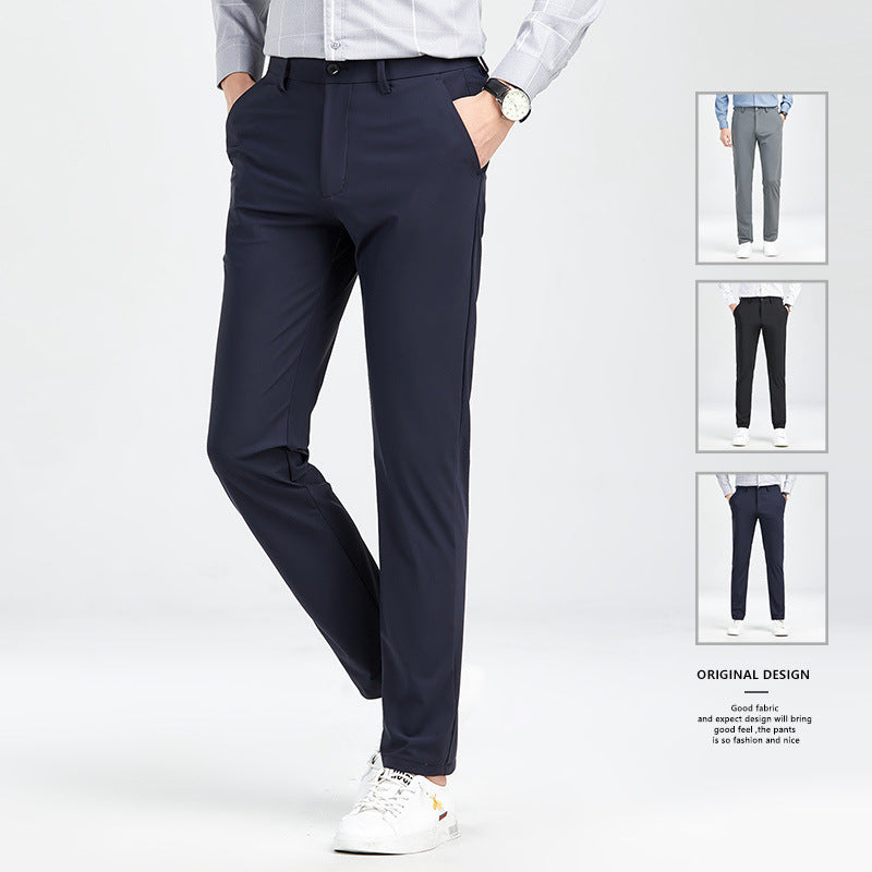 مجموعة اروين التجارية ARWEN&AJH GROUP  2024 European  Trousers Ice Silk High Elastic Men&#039;s Summer Casual Dress Pants Suit Pants Straight Drape Light Business Long Trousers